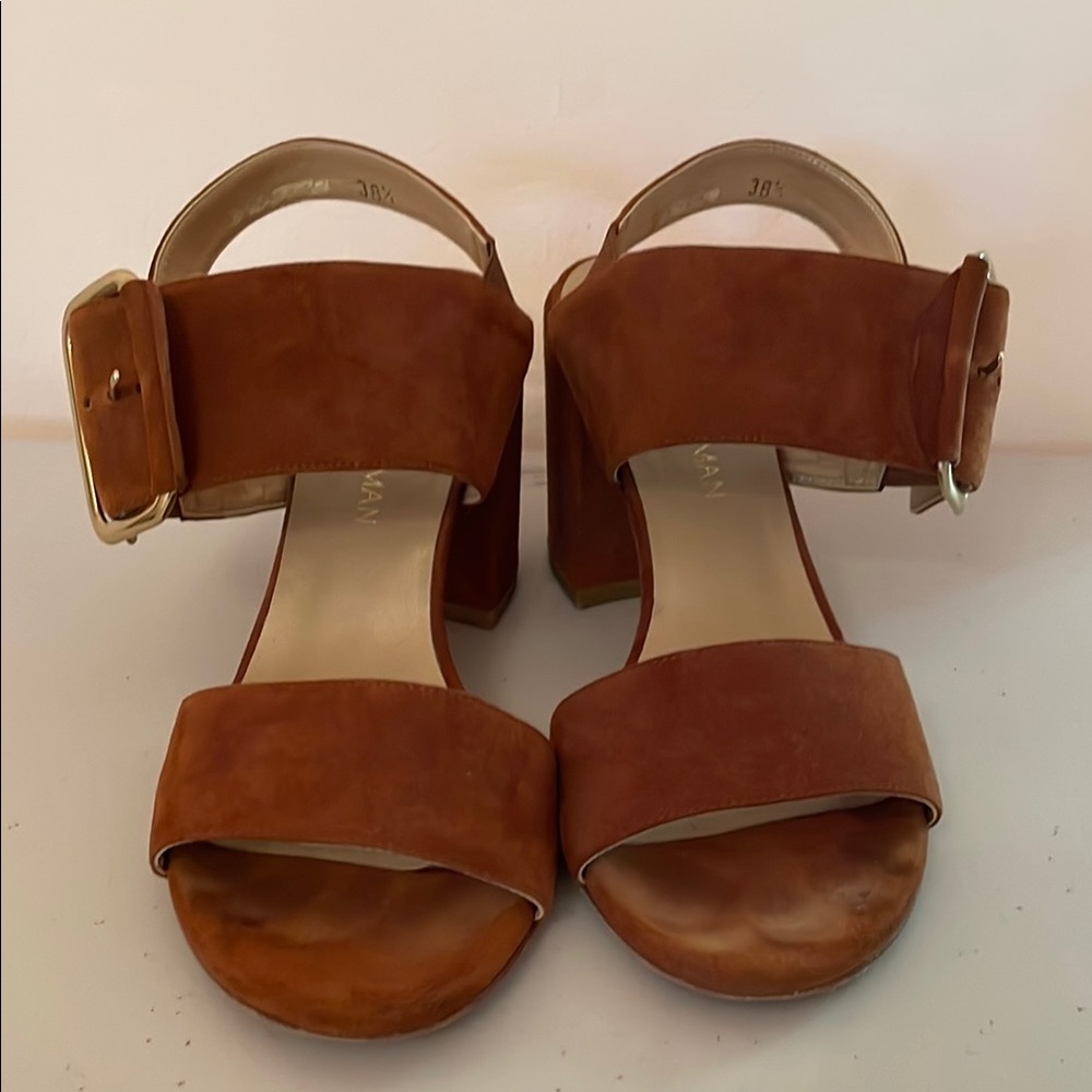 Brown Block Heel Sandals